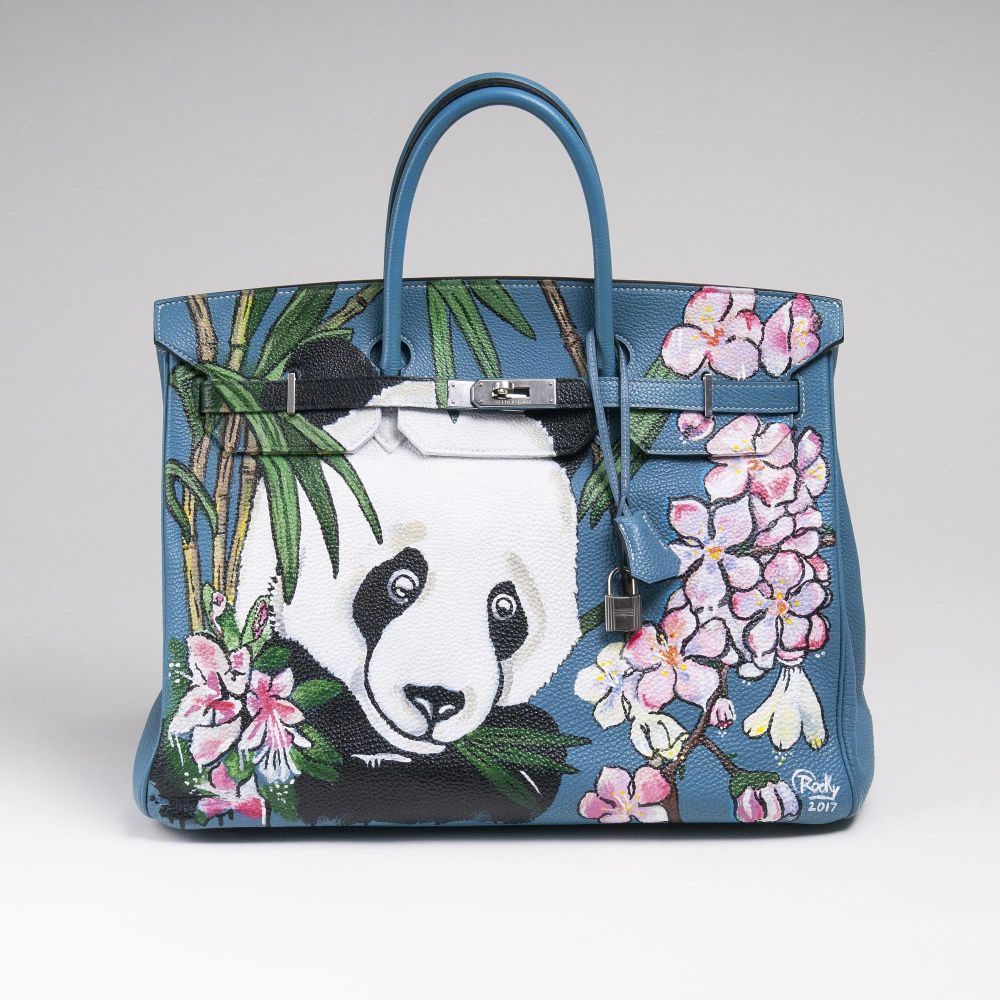Hermès: A Birkin Bag 40 with Handpainting by Rocky Mazzilli