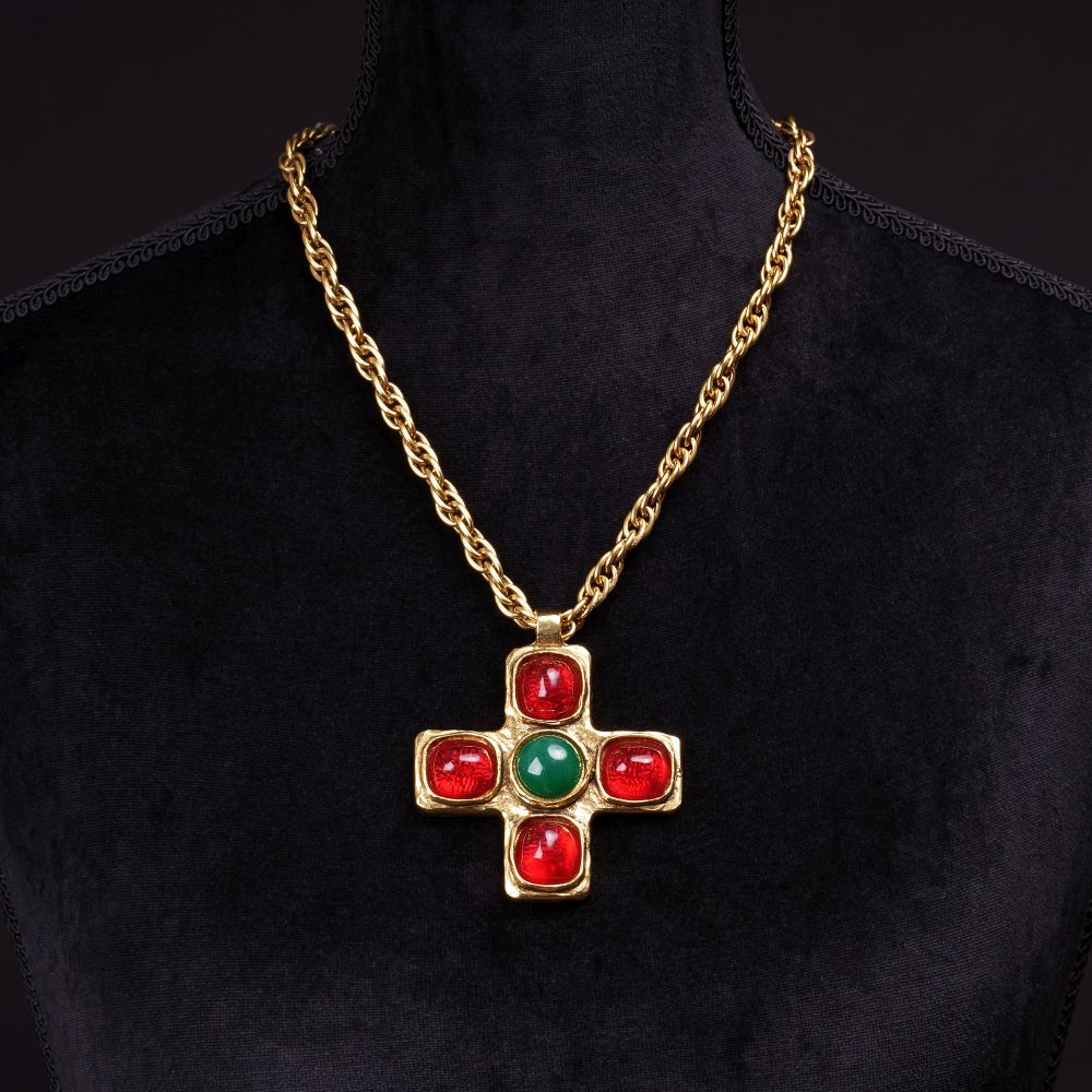 Cross with Style Chanel: A Byzantine Pendant Necklace Gripoix