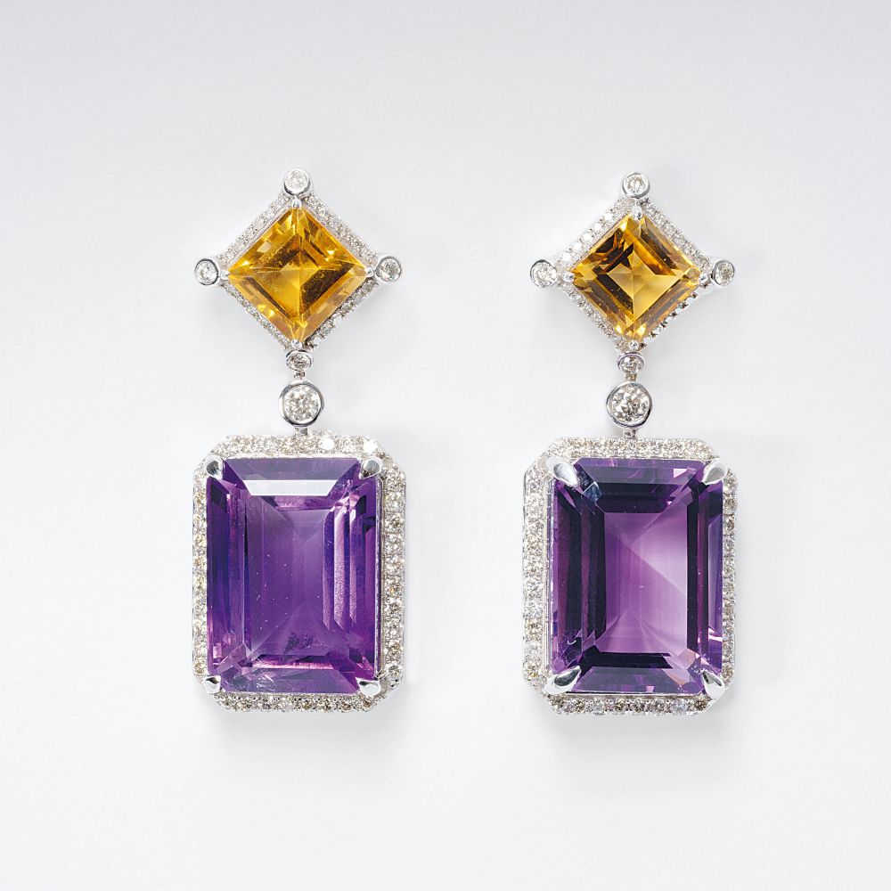 Amethyst and hot sale citrine earrings