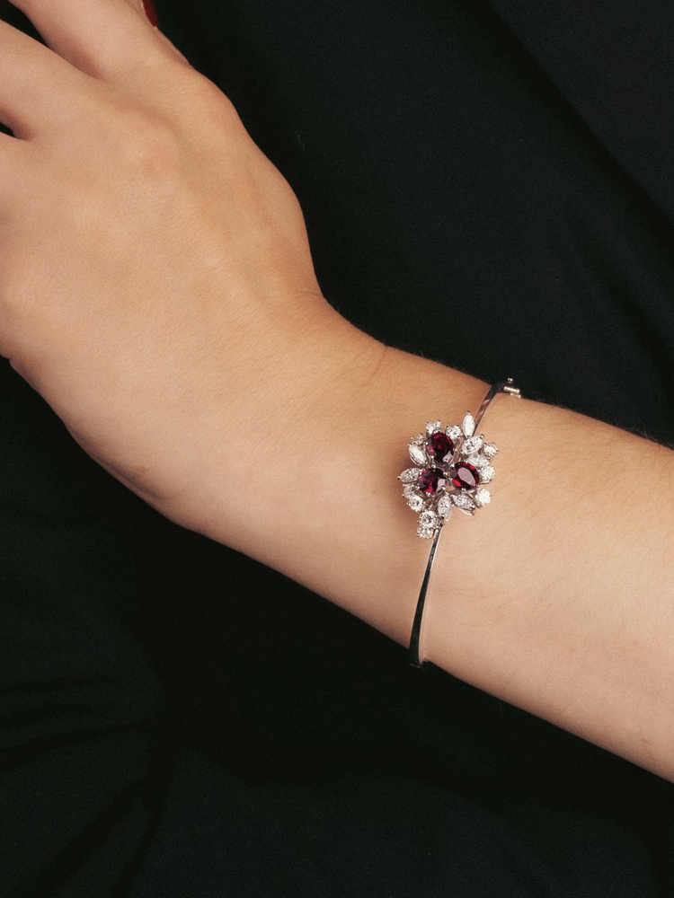 A Diamond Bangle Bracelet with natural Rubies - image 2