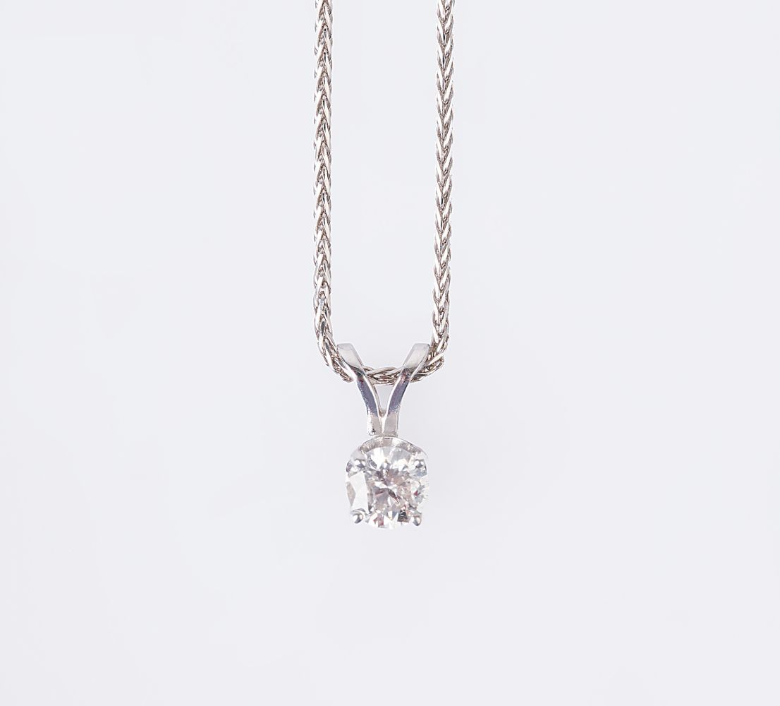 A Solitaire Diamond Pendant on Necklace