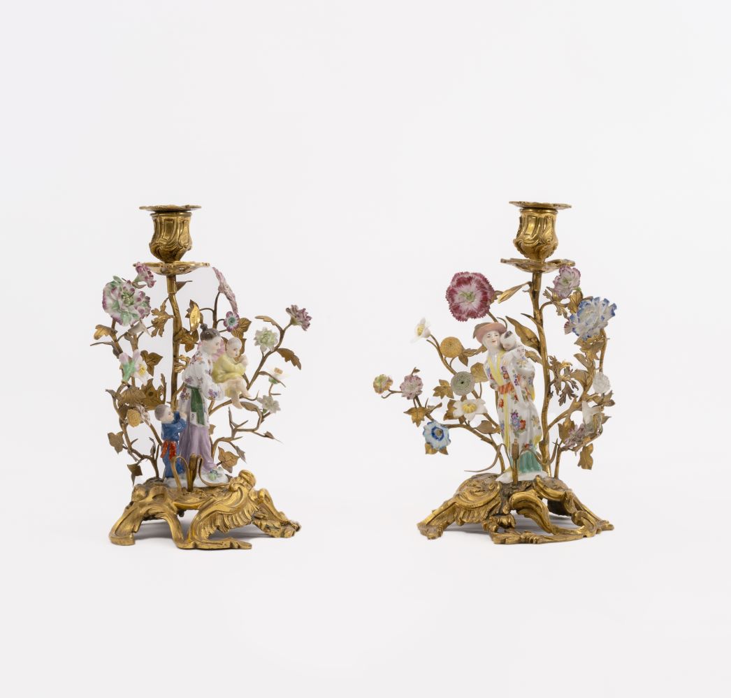 A Pair of Japanese Woman with Children as Candlesticks in Ormolu Mount - image 2