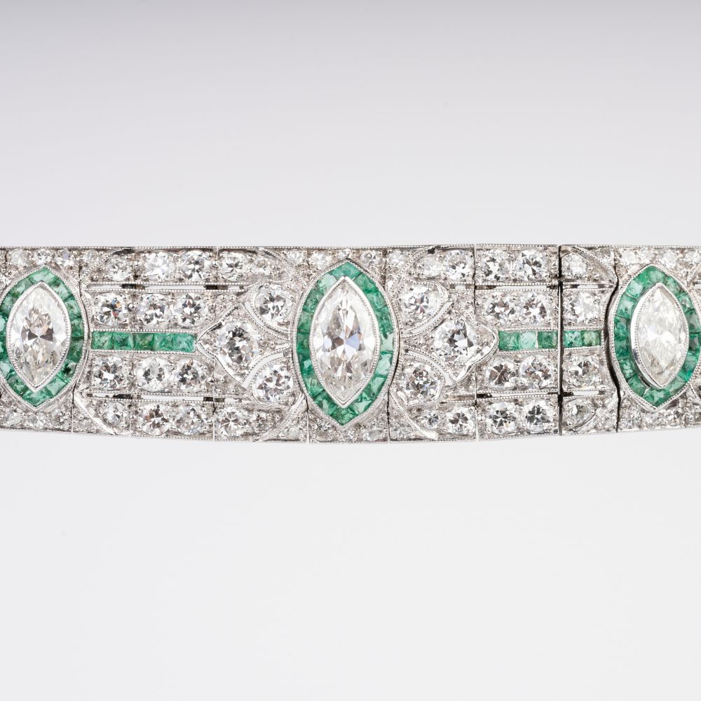 Hochfeines Art-déco Smaragd-Diamant-Armband - Bild 3