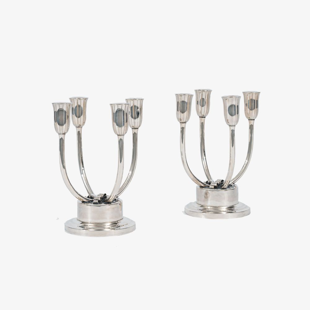  Pair of Rare Four-Armed Art Deco Candelabras - image 2