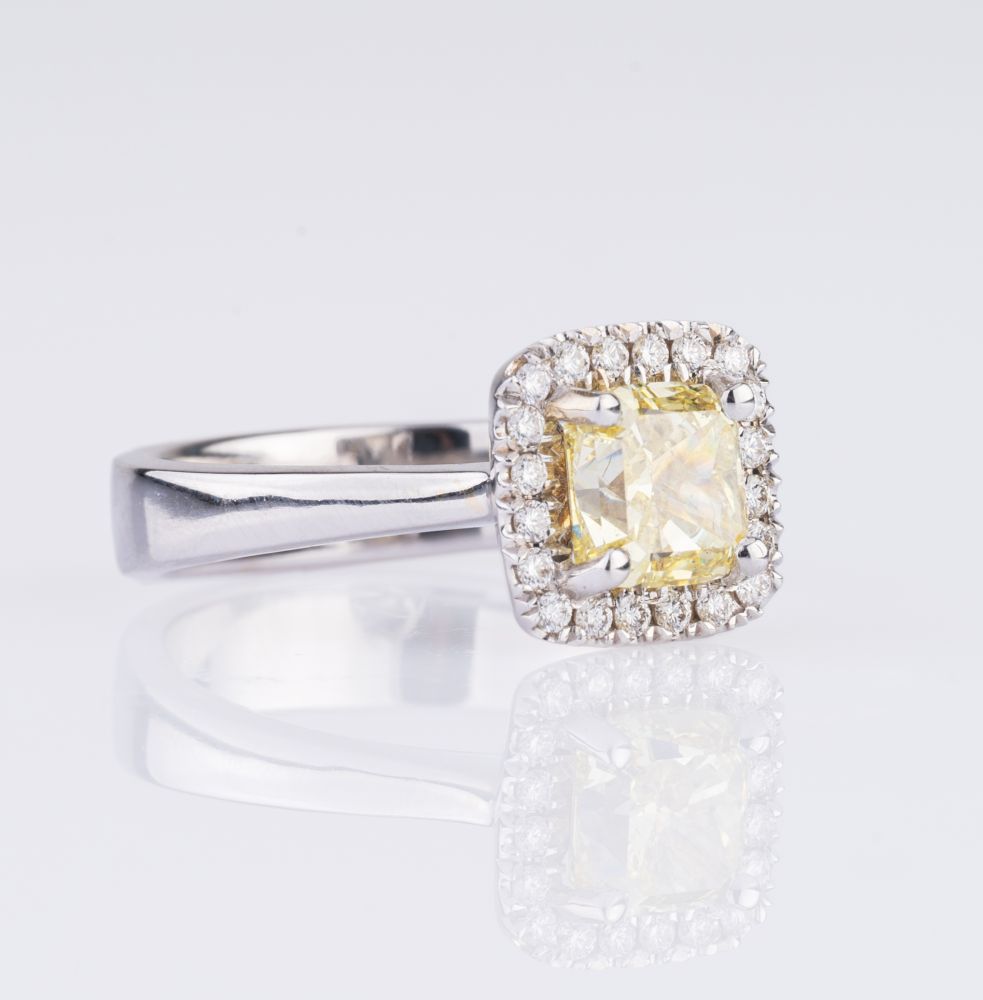 A Fancy Diamond Solitaire Ring - image 2