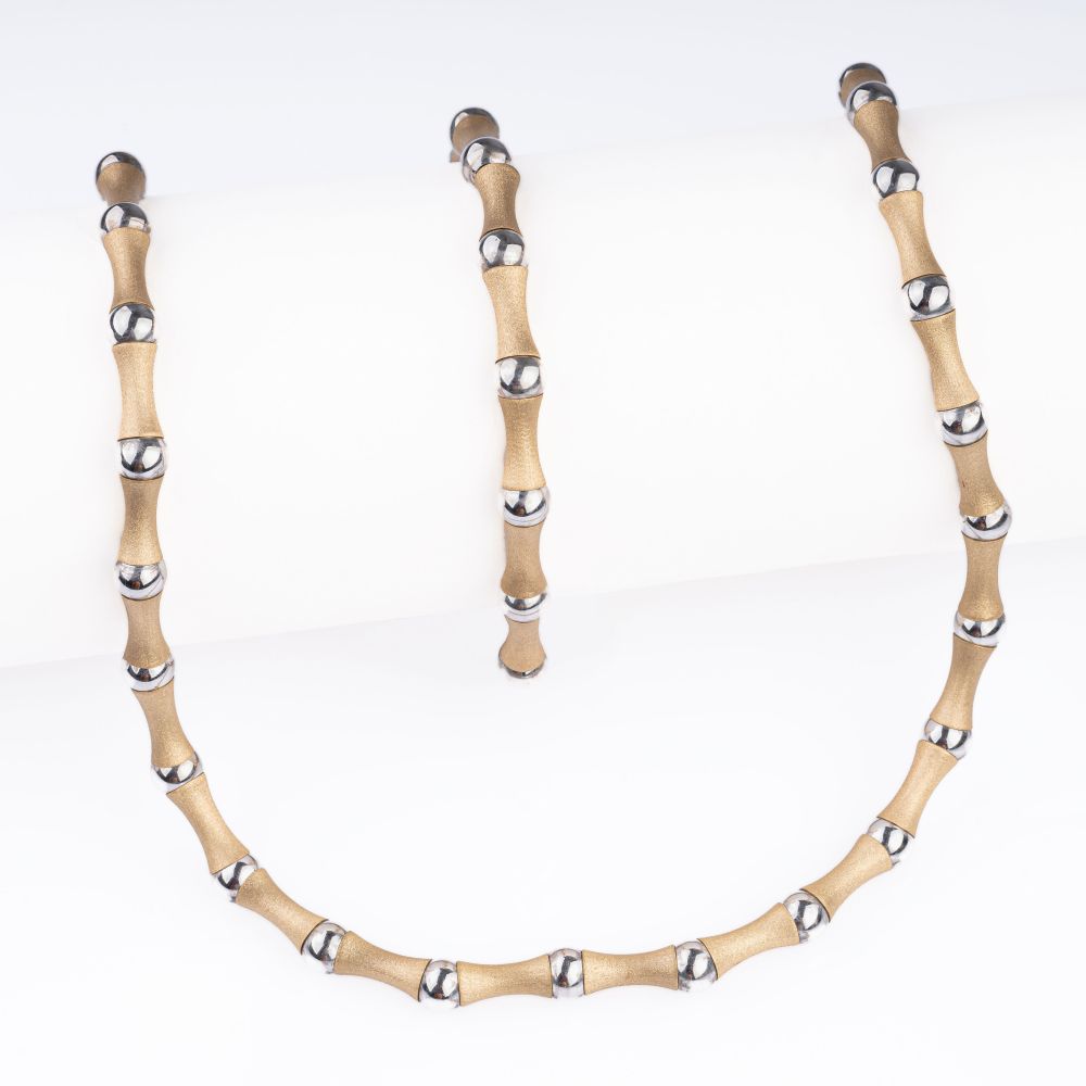 A Bicolour Jewellery Set 'Bamboo' with Necklace and Bracelet - image 2