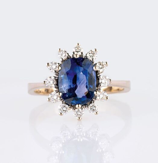 A Sapphire Diamond Ring