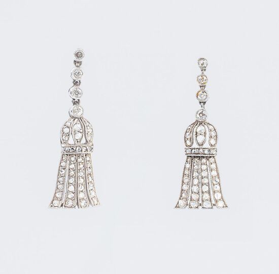 A Pair of Art-déco Diamond Earpendants