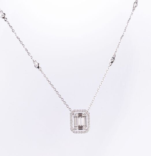 A Diamond Pendant on petite Diamond Necklace