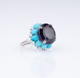 An Amethyst Turquoise Cocktailring - image 2