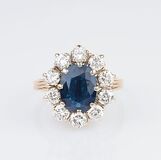 A Diamond Ring with Natural Sapphire - image 1