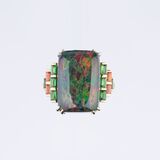 An Opal Ring with Diamonds and Precious Stones - image 1