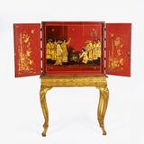 A Chinese Export Red Lacquer Cabinet on Stand - image 1