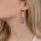 A Pair of Ruby Diamond Earchandeliers - image 2