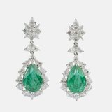 A Pair of highcarat Emerald Diamond Earpendants - image 1
