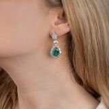 A Pair of highcarat Emerald Diamond Earpendants - image 2