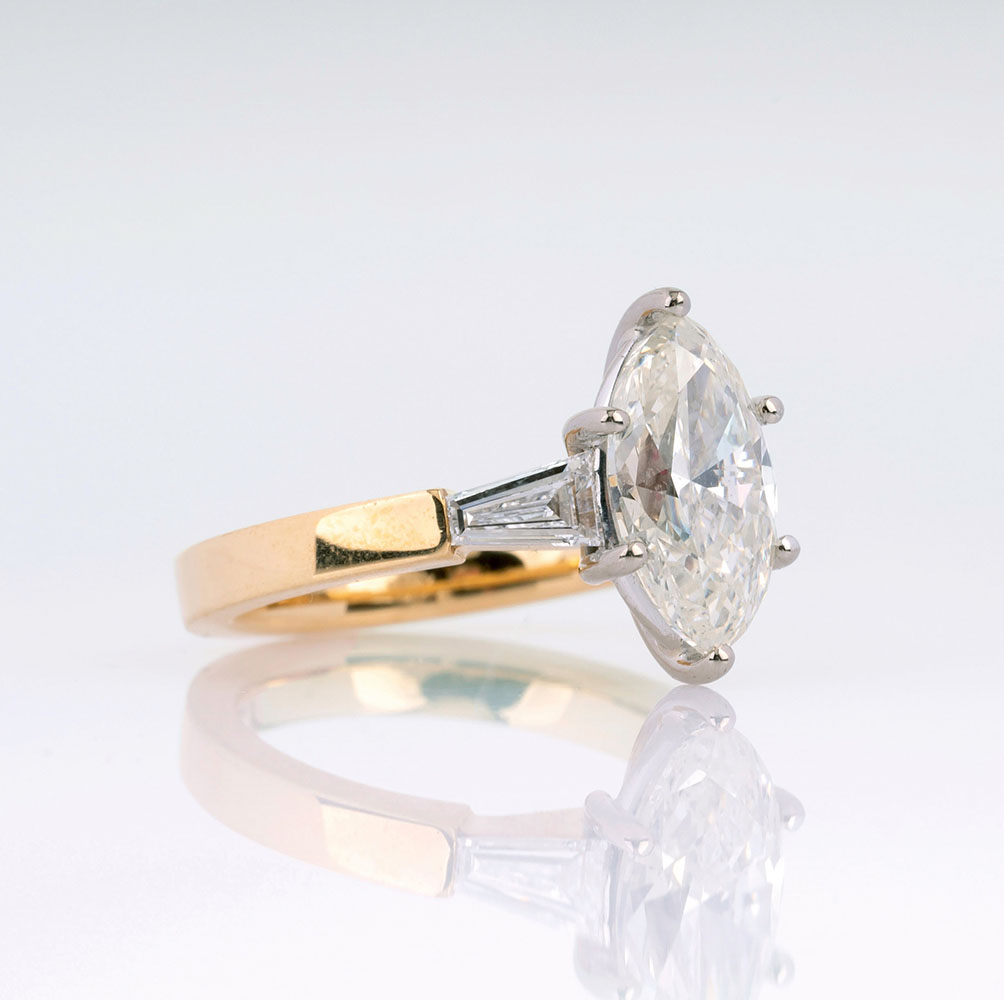 A Solitaire Diamond Ring with Marquise Diamond - image 2