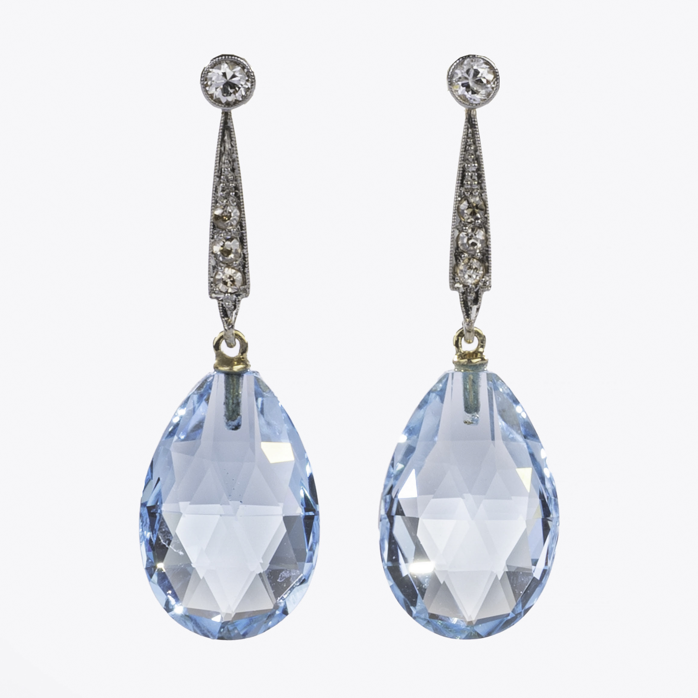 A Pair of Topaze Diamond Earpendants