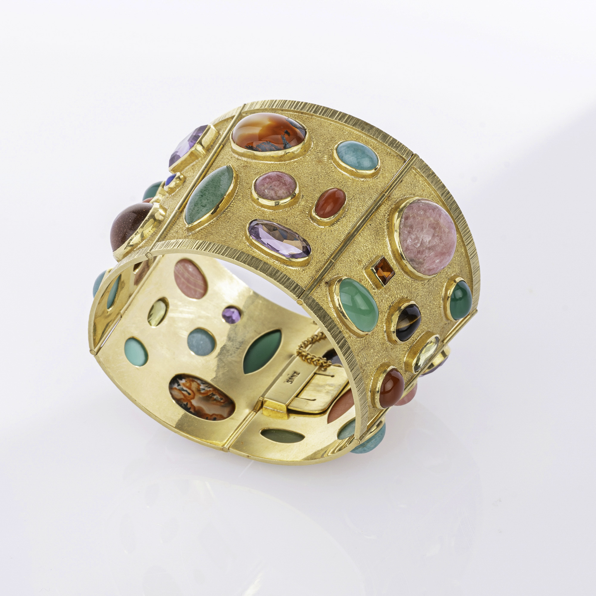 A Vintage Bangle with Colored Gemstone Trim - image 2