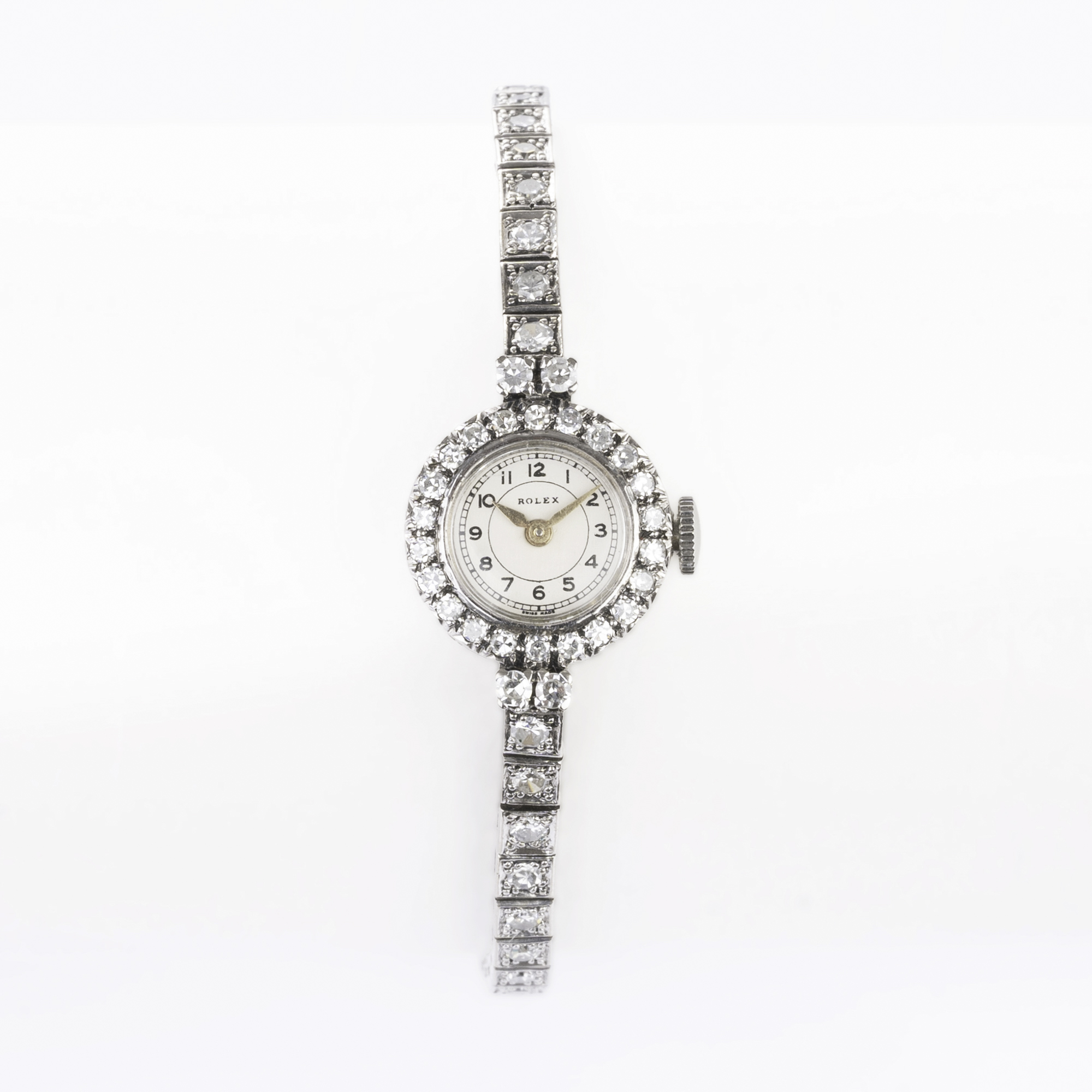 Art-déco Damen-Armbanduhr mit Diamant-Besatz