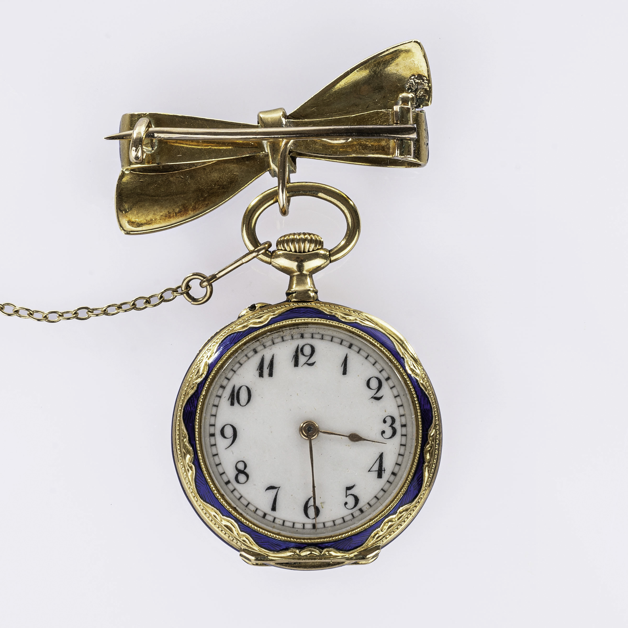 Enamel diamond ladies' pocket watch - image 2