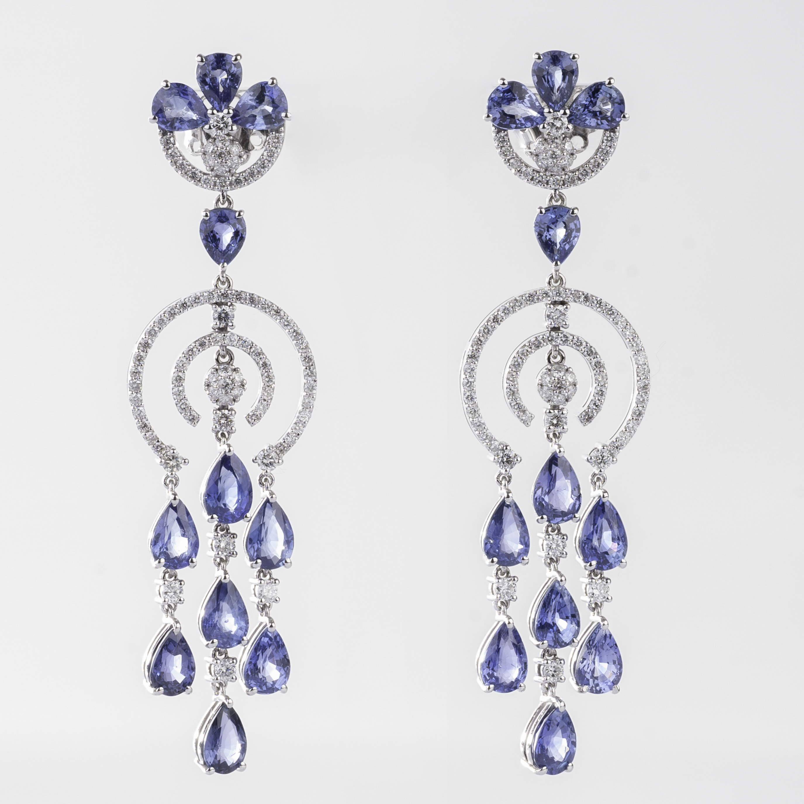 A Pair of colourfine Sapphire Diamond Earpendants