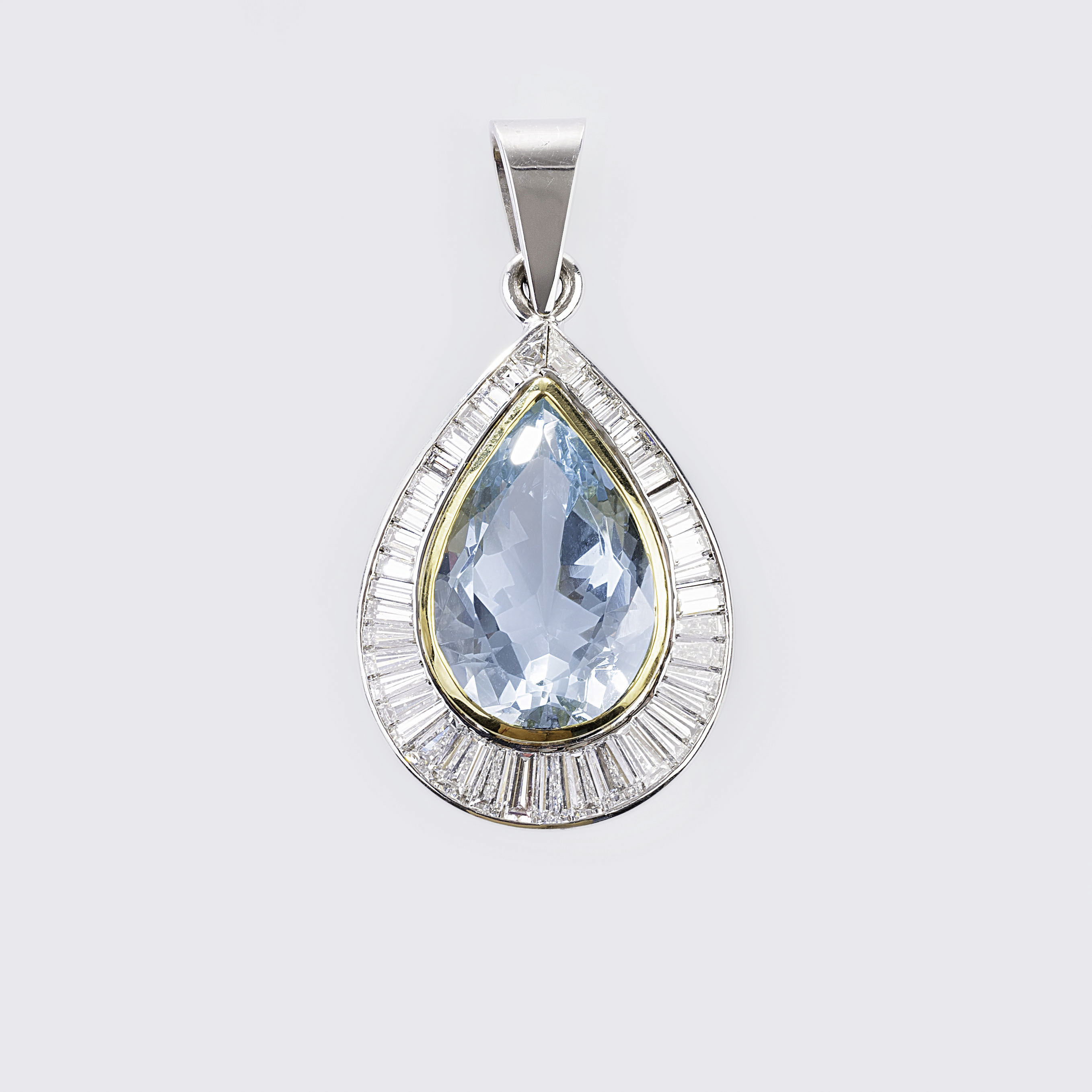 A large Aquamarine Diamond Pendant