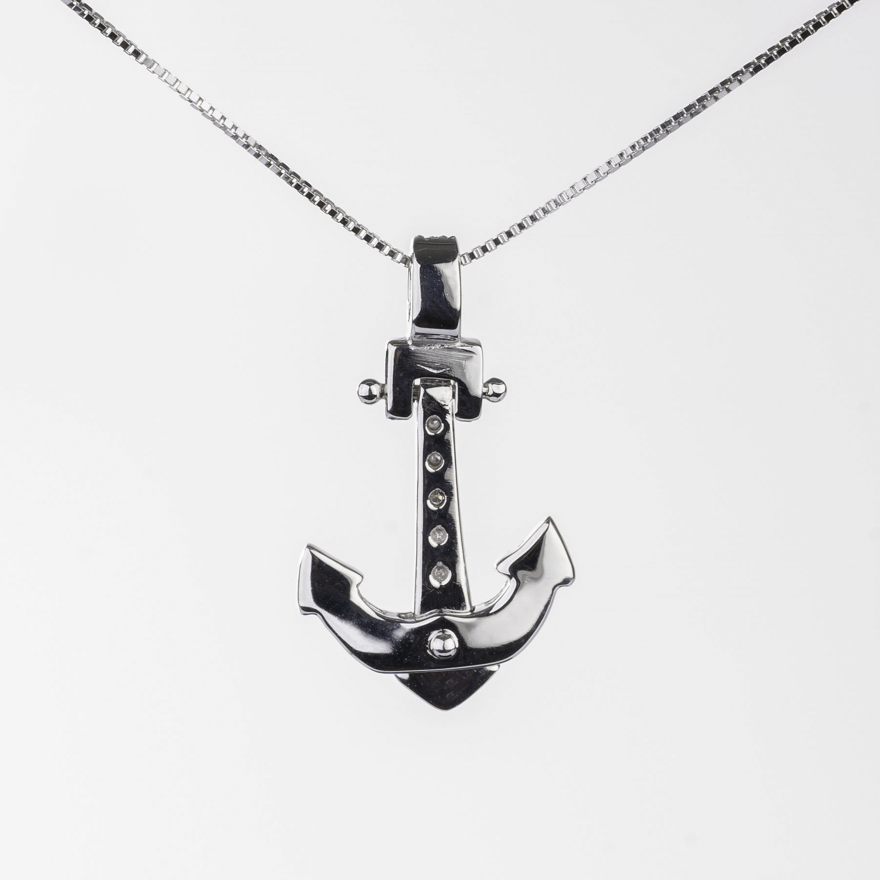 A petite Diamond Pendant 'Anchor' on Necklace