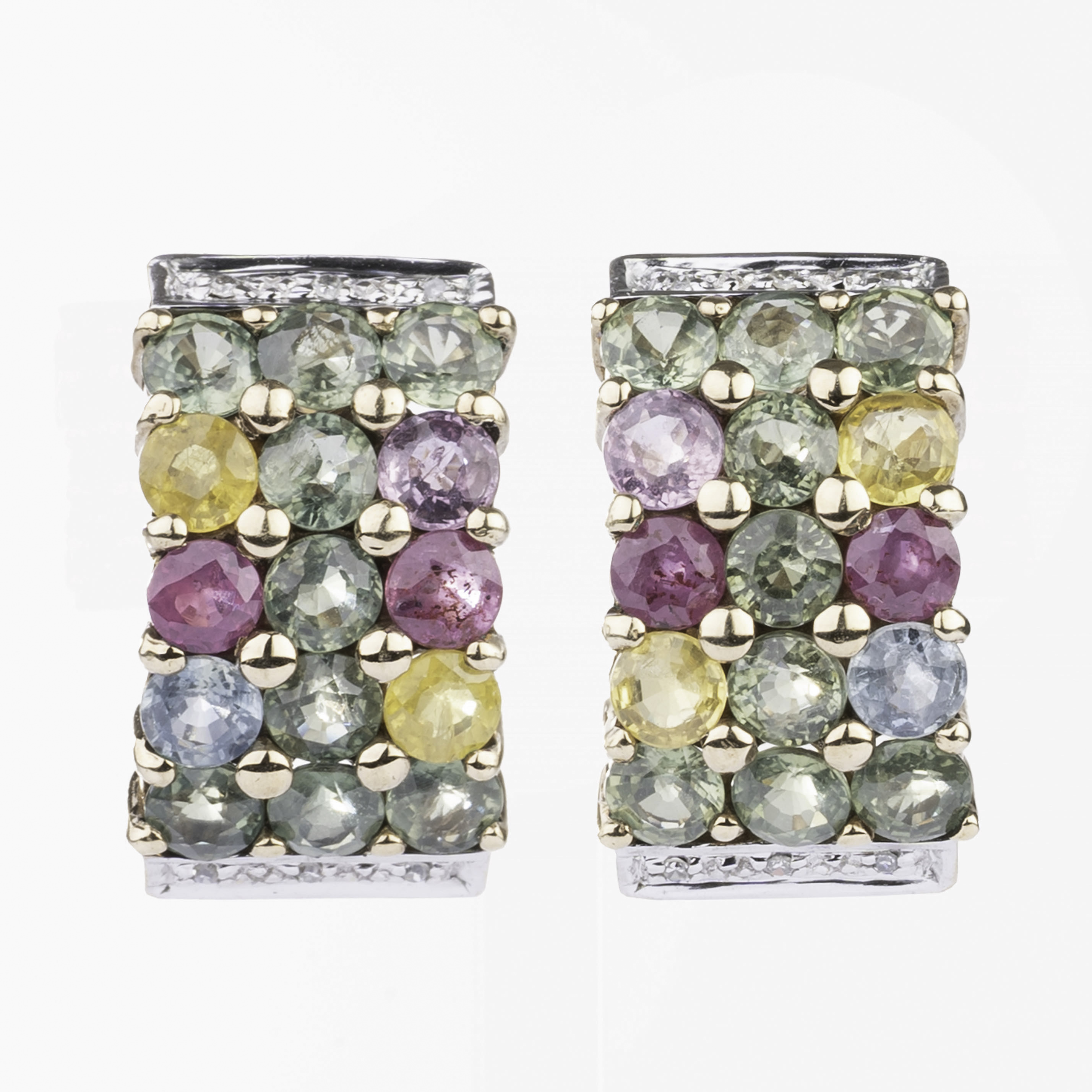 A Pair of Earrings with multicoloured Sapphires