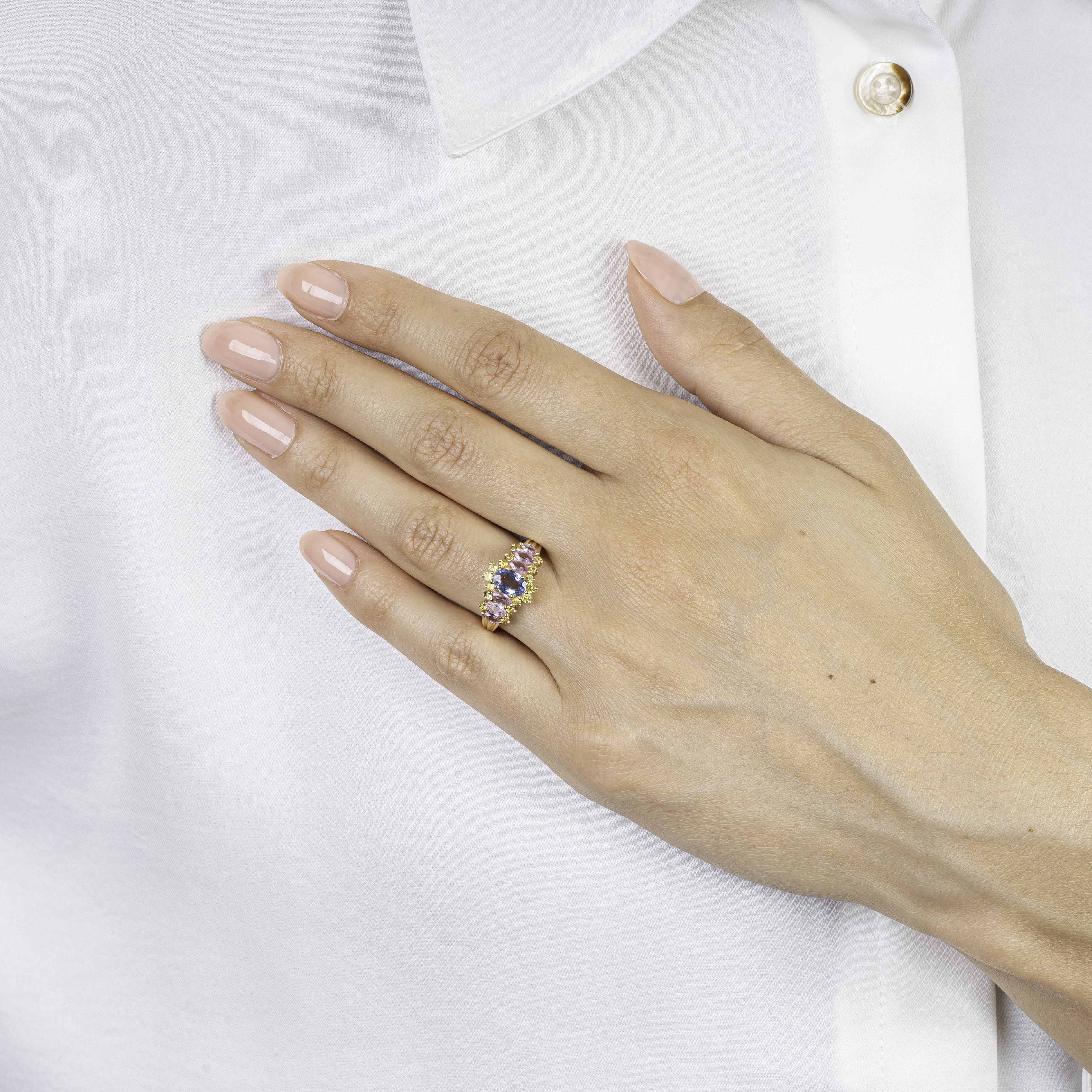 A Ring with multicoloured Sapphires - image 3