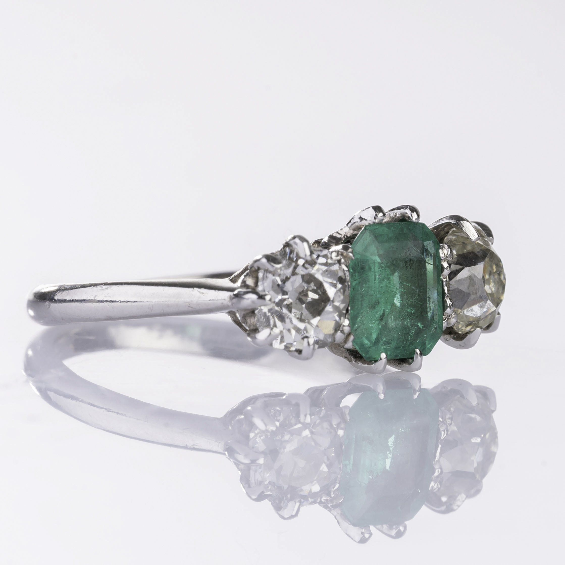 An Emerald Ring with Old Cut Diamonds - image 2