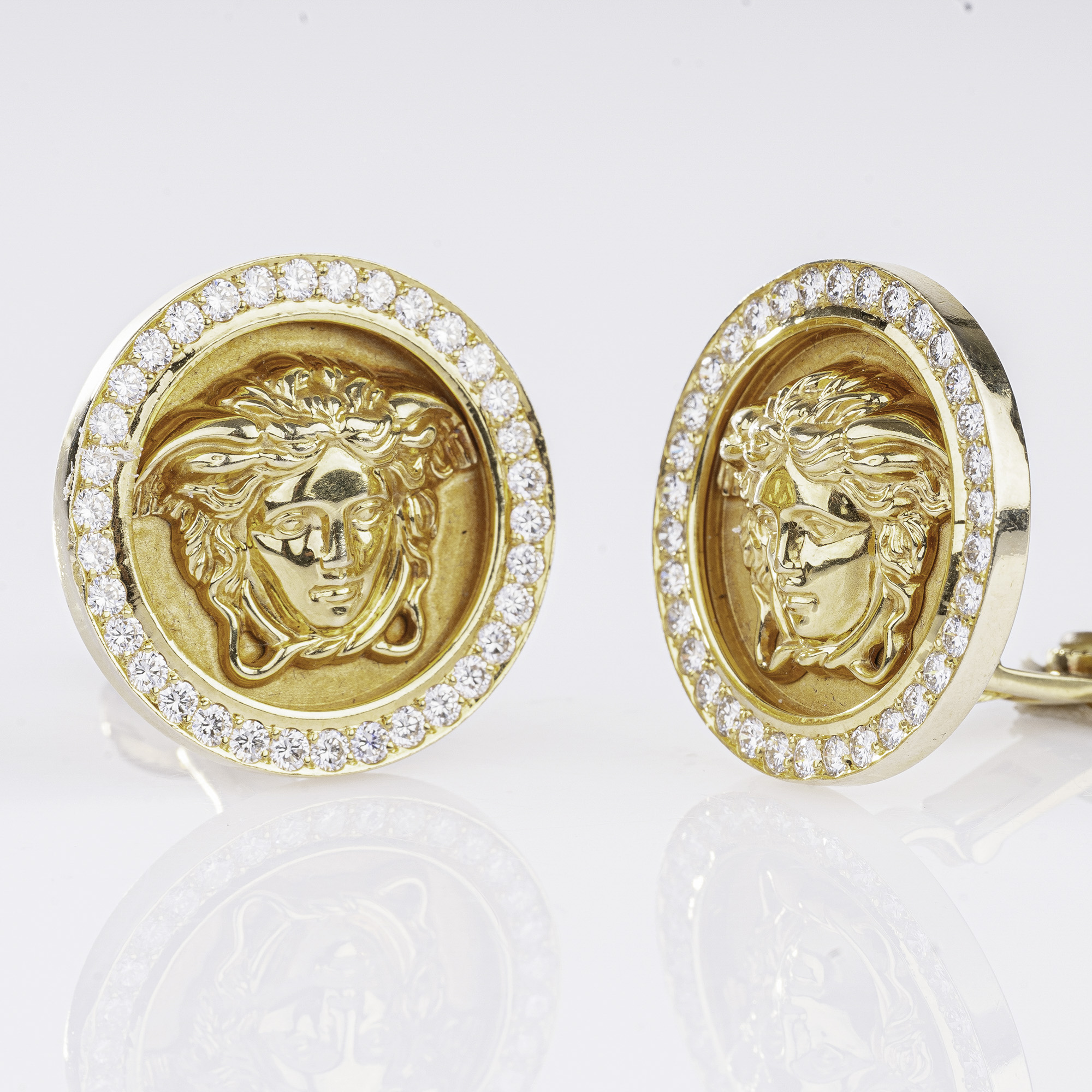 A Pair of Gold Earrings with Diamonds 'Medusa' - image 2