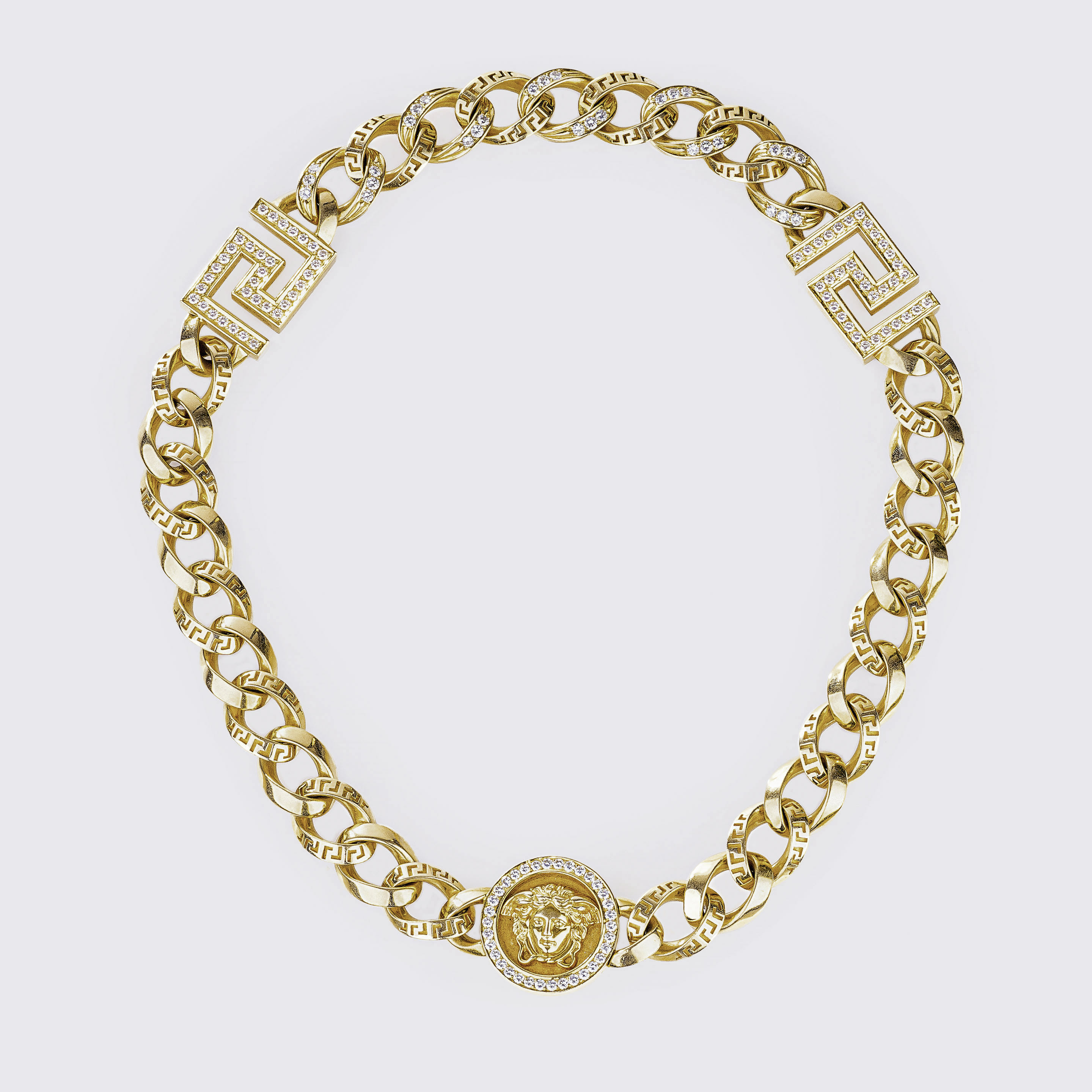 A Gold Diamond Necklace with Meander Decor 'Medusa'