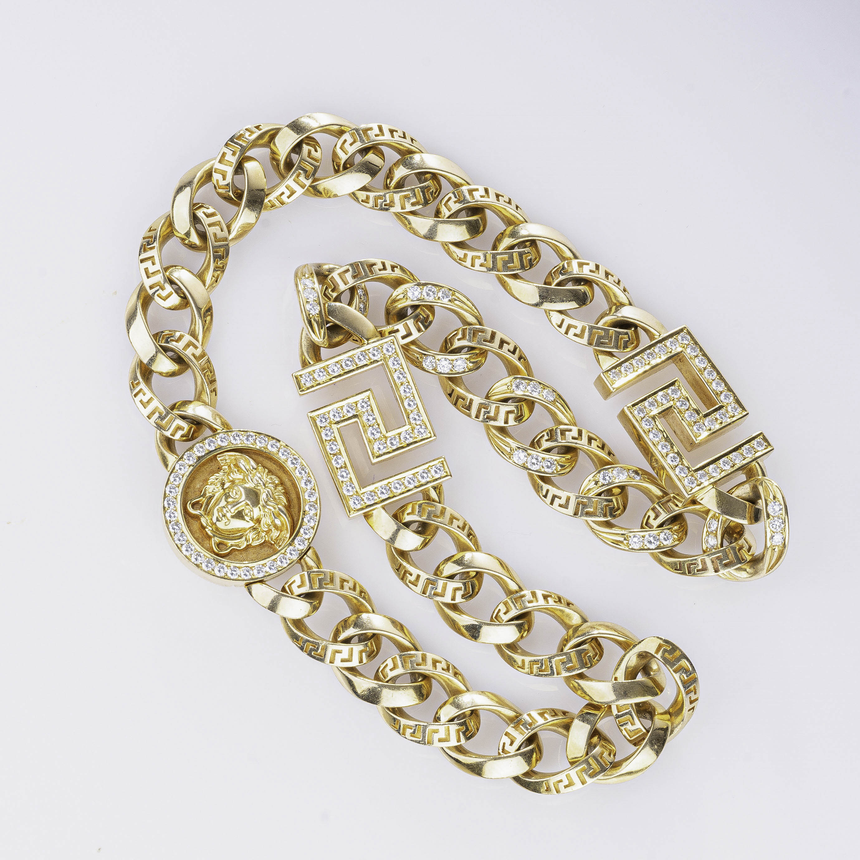 A Gold Diamond Necklace with Meander Decor 'Medusa' - image 3