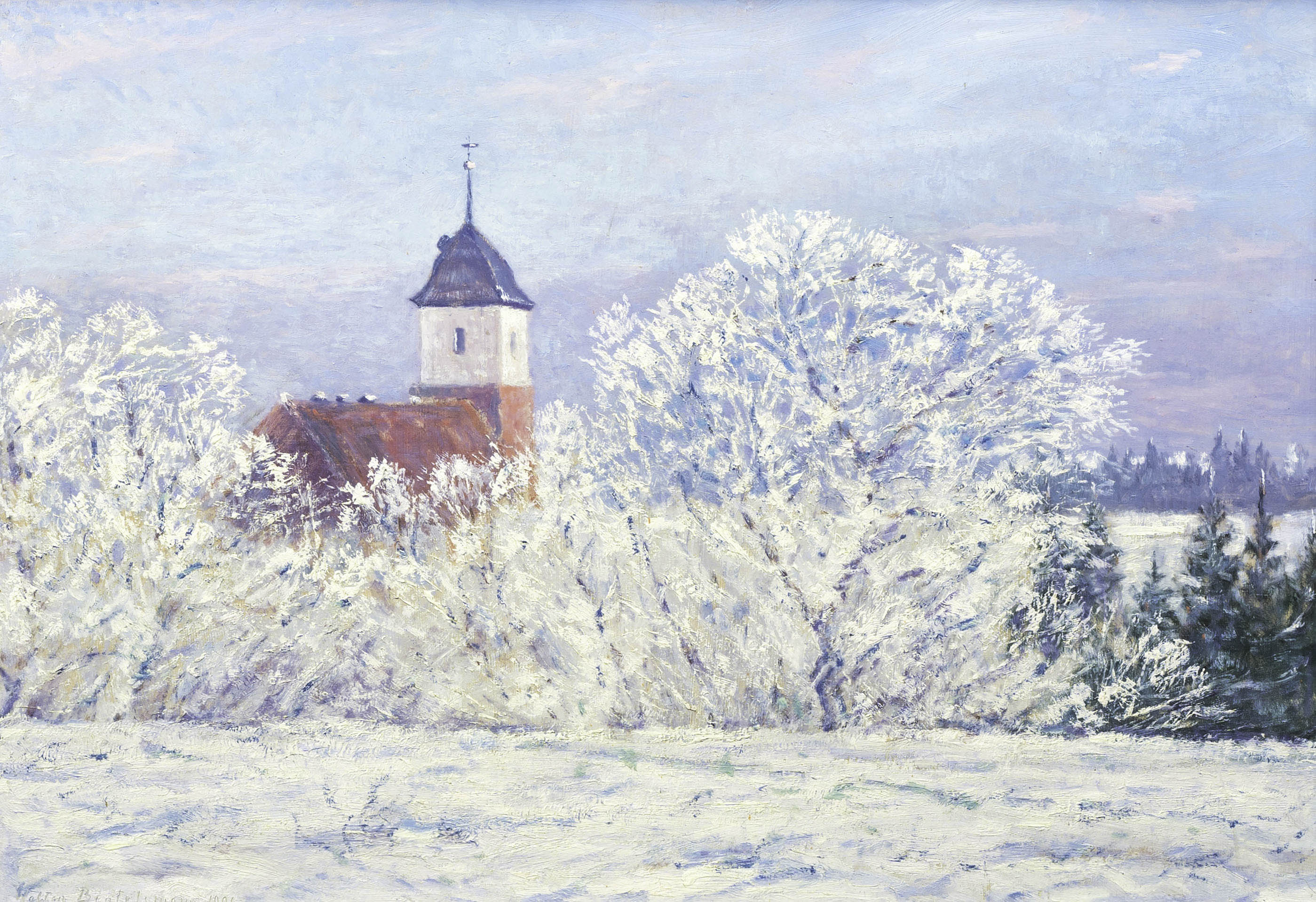 Worpswede Church in Snow