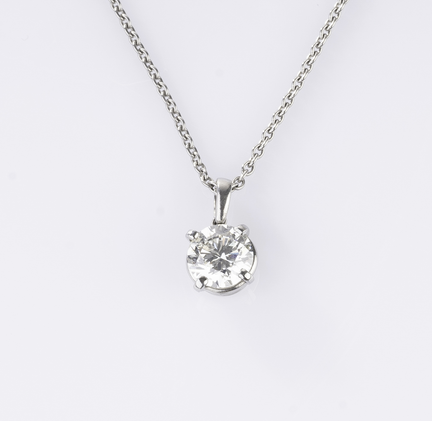 A Solitaire Diamond Pendant on Necklace