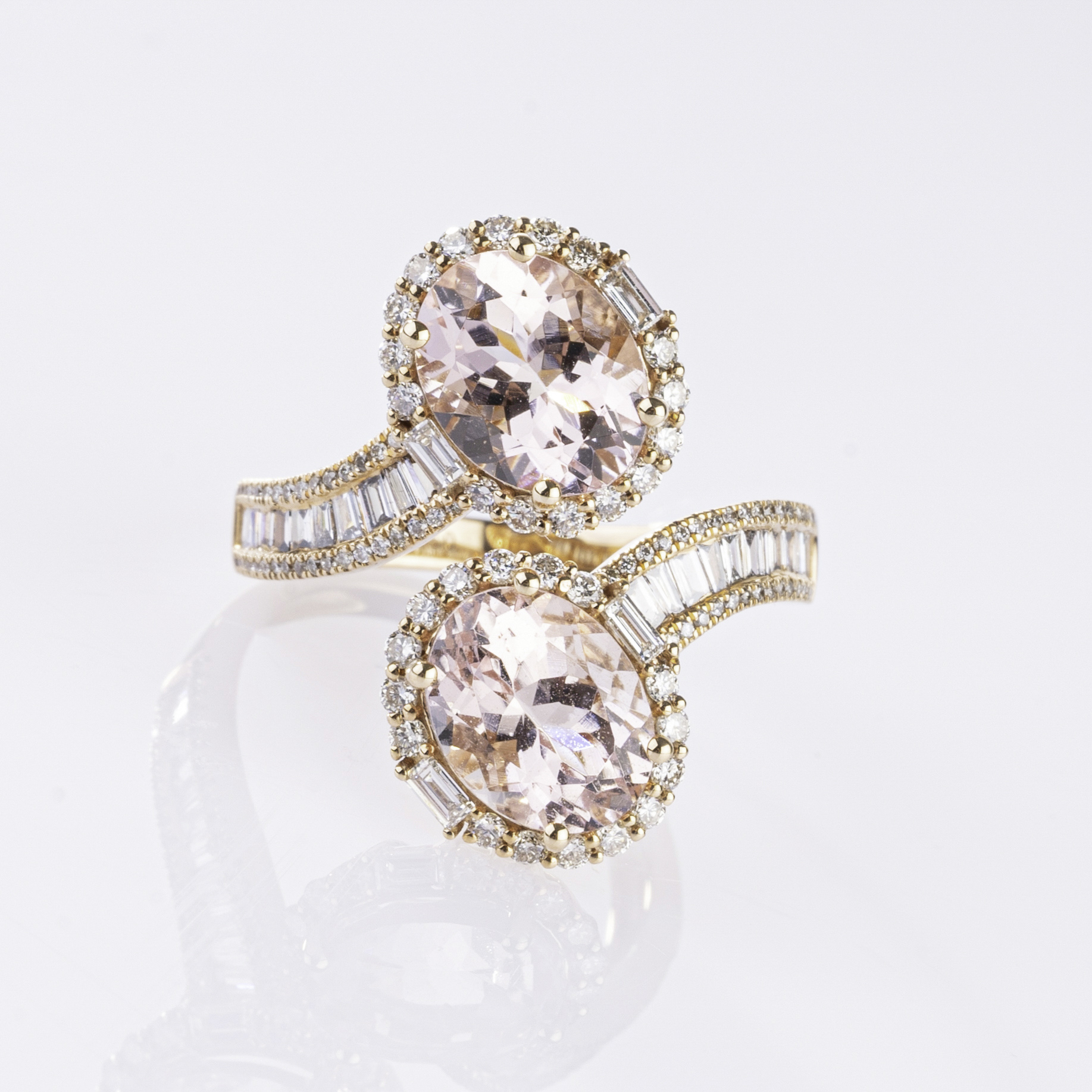 A Morganite Diamond Ring 'Moi-et-Toi'