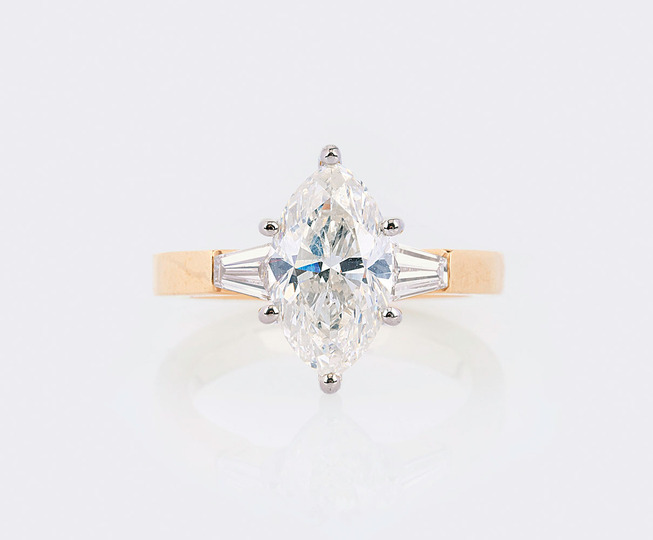 A Solitaire Diamond Ring with Marquise Diamond