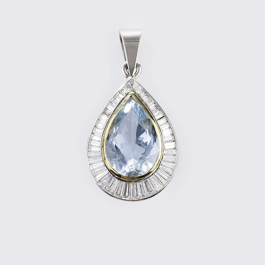 A large Aquamarine Diamond Pendant