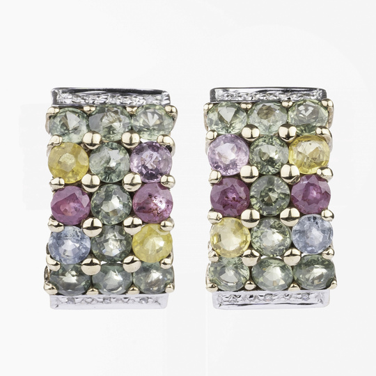 A Pair of Earrings with multicoloured Sapphires