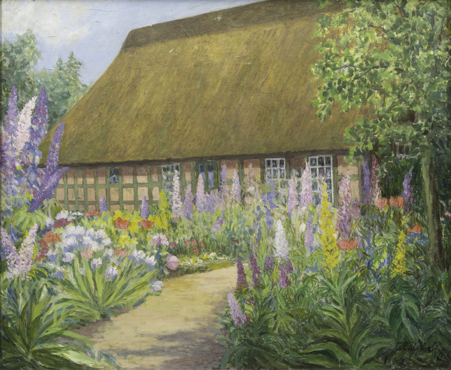 Brünjeshof mit Blumenbeet - Paulas Atelier