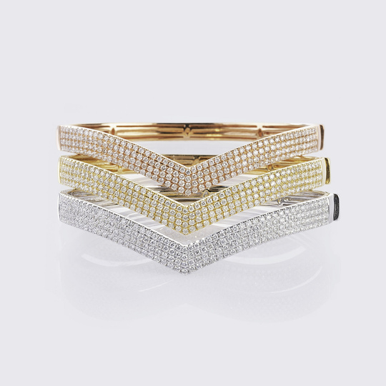 A Highcarat Bangle Bracelet Set 'Tricolour Diamond'