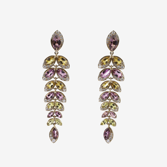 A colourful Pair of Tourmaline Diamond Earpendants