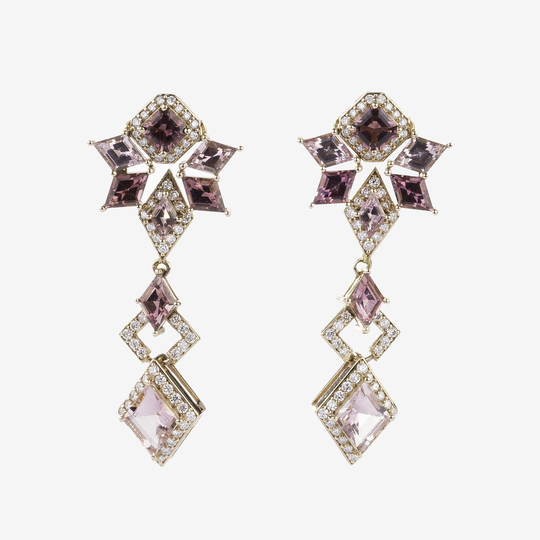 A Pair of delicately colouredTourmaline Diamond Earpendants