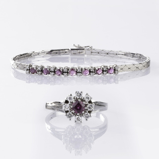 A Ruby Diamond Ring and Bracelet