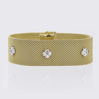 Milanaise Gold-Armband mit Brillant-Besatz