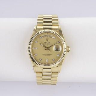 A Gentlemen's Wristwatch 'Day-Date 36' Yellow Gold with Diamonds