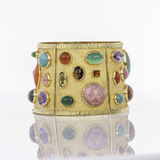 A Vintage Bangle with Colored Gemstone Trim - image 1