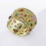 A Vintage Bangle with Colored Gemstone Trim - image 2