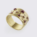 A wide Gold Bangle with Ruby and Diamond Setting - image 2